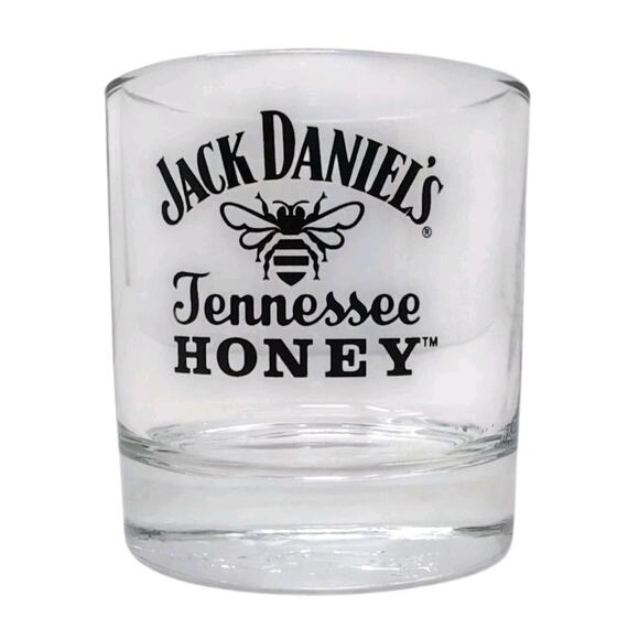 Jack Daniels Tennessee Honey Set of 4 Whiskey Glasses on the Rocks Bee Bottom - Picture 4 of 10